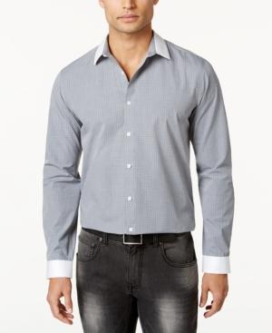 Inc International Concepts Men's Contrast-trim Grid Shirt, Only At Macy's