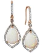 Opal (2-5/8 Ct. T.w.) And Diamond (1/6 Ct. T.w.) Earrings In 14k Rose Gold