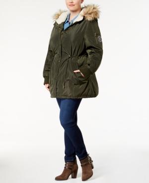 Madden Girl Trendy Plus Size Faux-fur-trim High-low Anorak