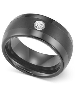 Triton Men's Black Tungsten Ring, Diamond Wedding Band (1/10 Ct. T.w.)