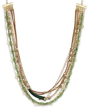 Inc International Concepts Gold-tone Mixed-media Multi-row Necklace, Only At Macy's