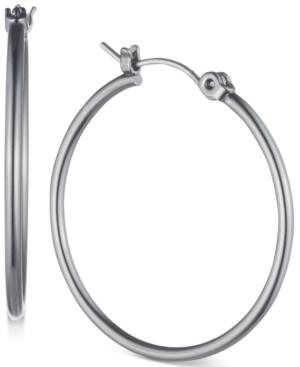 Nine West Hematite-tone Large Hoop Earrings