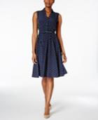 Charter Club Petite Dot-print Belted Shirtdress, Only At Macy's