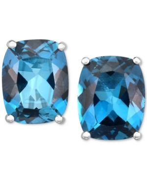 London Blue Topaz Stud Earrings (6 Ct. T.w.) In 14k White Gold