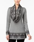Ny Collection Removable Infinity Scarf Tunic Sweater