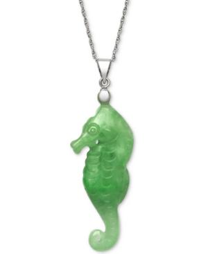 Dyed Jadeite Seahorse Pendant Necklace In Sterling Silver