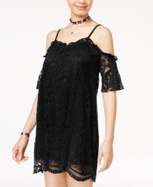 Fire Juniors' Cold-shoulder Lace Shift Dress