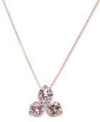 Morganite (3/4 Ct. T.w.) & Diamond Accent Tri-stone Pendant Necklace In 14k Rose Gold