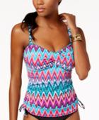 Swim Solutions Island Sunset Underwire Ruched Tankini Top Women's Swimsuit