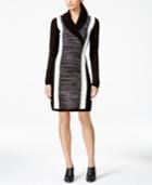 Calvin Klein Colorblocked Shawl-collar Sweater Dress