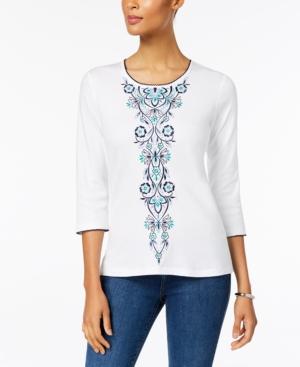 Alfred Dunner Montego Bay Embroidered Embellished Top