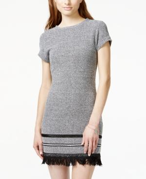 Teeze Me Juniors' Marled Fringe-hem Sheath Dress