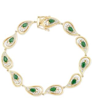 Rare Featuring Gemfields Certified Emerald (1-4/5 Ct. T.w.) And Diamond (1-1/0 Ct. T.w.) Bracelet In 14k Gold