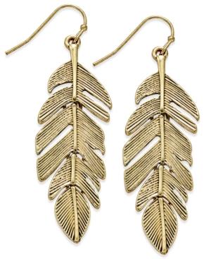 Gold-tone Feather Drop Earrings