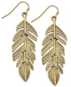Gold-tone Feather Drop Earrings