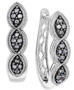 Sterling Silver Earrings, Grey Diamond 3 Oval Earrings (1/5 Ct. T.w.)
