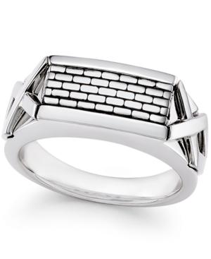 X3 Men's Textured Band In 18k White Gold, Only At Macy's
