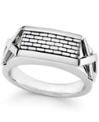 X3 Men's Textured Band In 18k White Gold, Only At Macy's