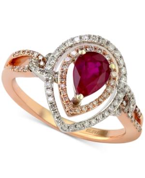 Effy Ruby (7/8 Ct. T.w.) And Diamond (1/3 Ct. T.w.) Ring In 14k Gold