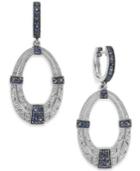 Sterling Silver Sapphire (3/4 Ct. T.w.) And Diamond (1/8 Ct. T.w.) Oval Drop Earrings
