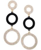 Guess Gold-tone Crystal Pave Triple Drop Earrings