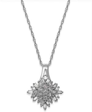 Diamond Cluster Pendant Necklace In Sterling Silver (1/2 Ct. T.w.)