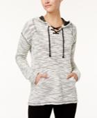 Style & Co Textured Lace-up Hoodie, Created For Macy's