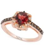 Le Vian Petite Collection Garnet (1-1/6 Ct. T.w.) And Chocolate Diamond (3/8 Ct. T.w.) Ring In 14k Rose Gold