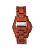 Earth Wood Heartwood Wood Bracelet Watch W/date Red 43mm