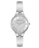 Bcbg Maxazria Ladies Silver Bangle Bracelet Watch With Silver Dial, 32mm