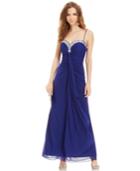 Onyx Sleeveless Jewel-trim Ruched Gown