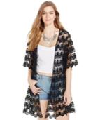 Say What? Juniors' Crochet Kimono Jacket