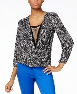 Thalia Sodi Printed Faux-wrap Blouson Top, Only At Macy's