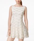 B Darlin Juniors' Sequined Lace Fit & Flare Dress