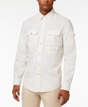 Sean John Men's Multi-pocket Flight Linen Shirt