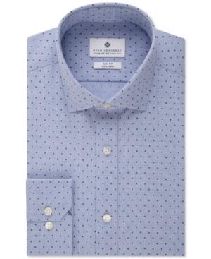 Ryan Seacrest Distinction Men's Slim-fit Non-iron Blue Dot Dress Shirt