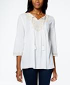 Charter Club Petite Embroidered Peasant Top, Only At Macy's