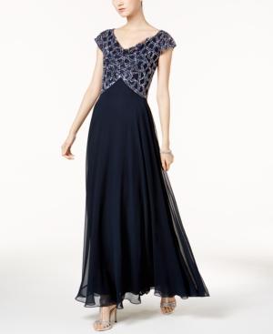 J Kara Embellished Scoop-neck Gown