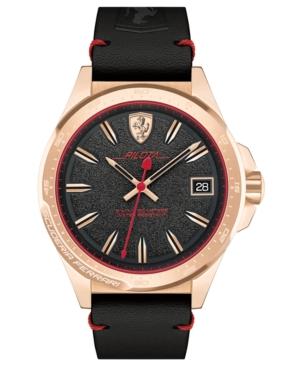 Ferrari Men's Pilota Black Leather Strap Watch 45mm