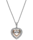 Twinkling Diamond Star Diamond Heart Pendant Necklace In 10k Gold (1/4 Ct. T.w.)