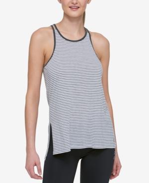 Tommy Hilfiger Sport Bream Double-strap Striped High-low Tank Top, Created For Macy's