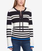 Tommy Hilfiger Cotton Lace-up Sweater, Created For Macy's