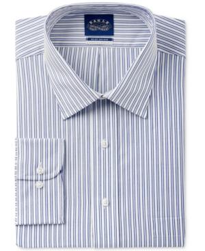 Eagle Men's Big And Tall Fit Non-iron Flex Collar Blue Striped Dress Shirt