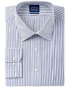 Eagle Men's Big And Tall Fit Non-iron Flex Collar Blue Striped Dress Shirt