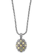 Effy Two-tone Geometric Oval Pendant Necklace In Sterling Silver And 18k Gold