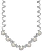 Belle De Mer Crystal (46-1/2 Ct. T.w.) And Cultured Freshwater Pearl (10mm) Necklace In Silver-plated Brass