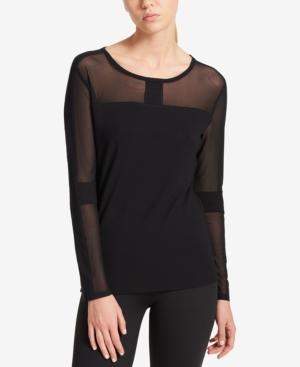 Dkny Sport Mesh Illusion-sleeve Top
