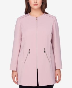 Tahari Asl Plus Size Zip-pocket Topper Jacket