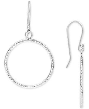 Giani Bernini Textured Drop Hoop Earrings In Sterling Silver, Created For Macy's