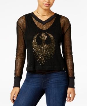 Star Wars Juniors' Mesh Sequined Graphic Top
